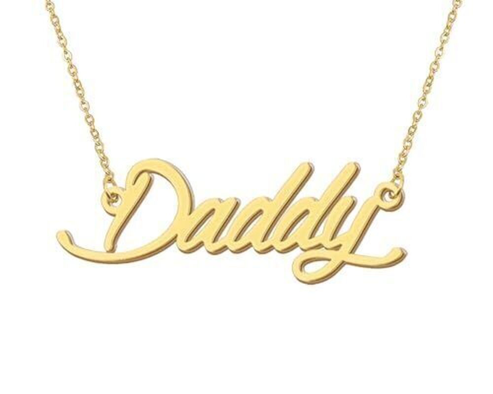 6499 18k Gold Plated Daddy Name Charm Necklace Message Word Stainless Steel